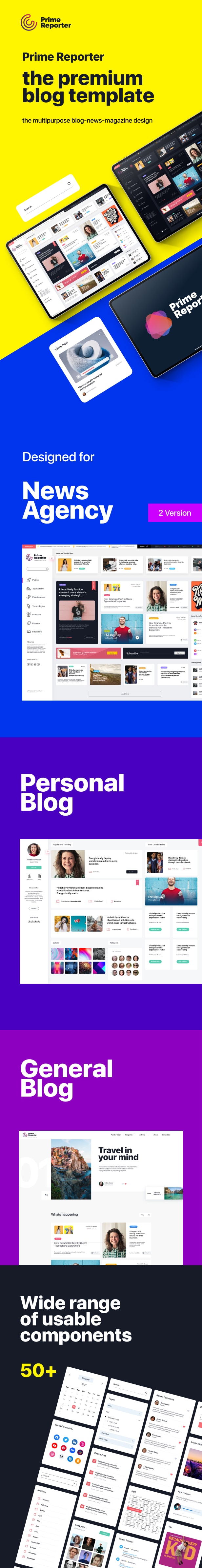 Prime Reporter | News Agency-Personal Blogging-Magazine Figma Web UI Template - 1