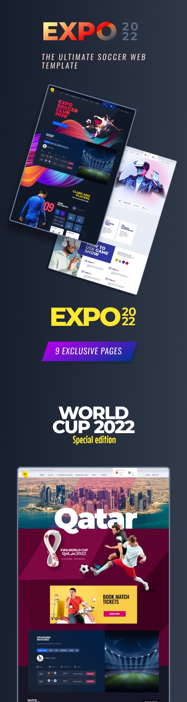 Expo2022 | Exclusive Soccer Sports Portal Figma Web Template - 1